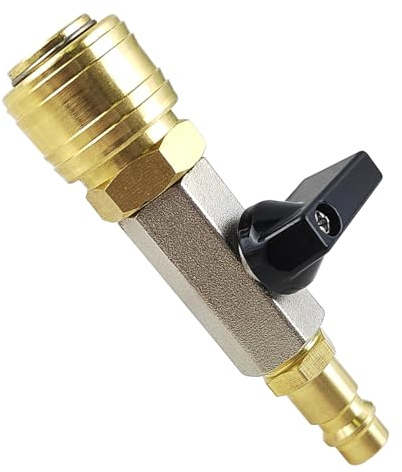 srmiqlye Druckluft-Absperrhahn 1/4 Zoll mit Kupplung NW 7,2 | Metall-Absperrhahn mit 1/4-Zoll-Anschluss und Kupplung NW 7,2 für Kompressoren und Druckluftschläuche.