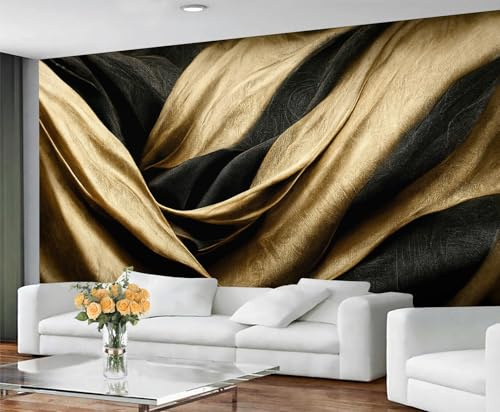 YEMYOR Marble Mural Wallpaper Luxury Gold Marble Wall Mural Irregular Art Murals Abstract Black Gold Marbles Sofa TV Background Wallpaper for Living Room Bedroom-280x200cm