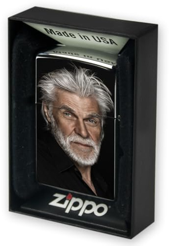 Personalisiertes Feuerzeug | hergestellt mit Zippo | Edelstahl gebürstet | Personalisiertes Geschenk für Männer, Sammler, Vatertag | Sturmfeuerzeug mit Druck Deines Fotos von Contento veredelt