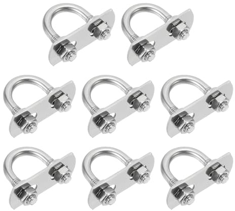 sourcing map Lot de 8 boulons en U M6 de 18 mm de largeur intérieure de 37 mm de long en acier inoxydable 304 avec écrous et plaques pour bateau de ski, bateau de pêche