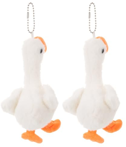 Alasum 2pcs Goose Plush Keychain Stuffed Animal Plush Cuddly Toy | Mini Animal Plush, Stuffed Toy Hanging Charm with Chain, Random Colour for Classroom Reward and Party Favors Random Color