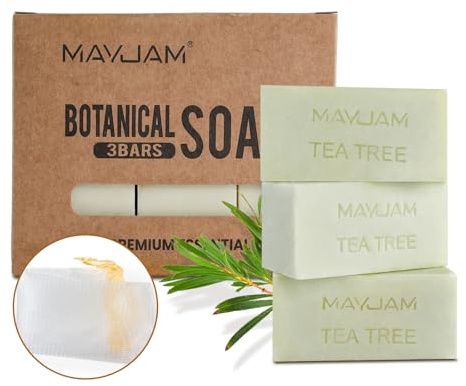 MAYJAM Teebaumöl Festseife 3x100g, Anti-Pickel Seife für fettige Haut | reinigt Gesicht & Körper, mit Olivenöl & Sheabutter, ohne Austrocknen