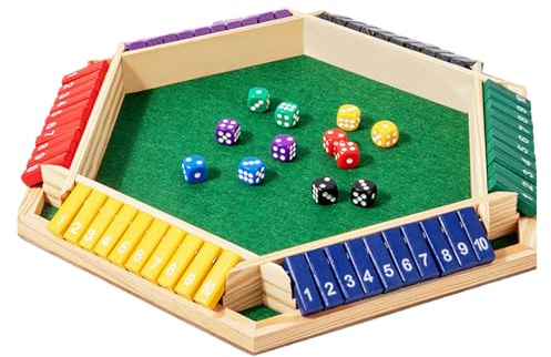 Shut The Box Set, Klappbrett Spiel,Klassisches Würfelspiel Aus Holz,Mathematik Lernspielzeug Kinder,Heimtischspiel 2-6 Spieler, 6-Seitiges Holzspiel Für Den Tisch Für Jugendliche, Erwachsene
