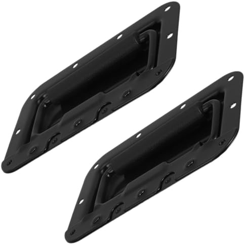 TINEASUR Tiradores Empotrados Resorte de Metal 8mm, 2 Piezas, Manijas de Tracción para Cajas de Herramientas y Armarios, Color Negro, Asa de Pecho Resistente para Uso Industrial y Viajes