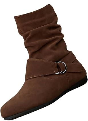 OBiQuzz ankelstövlar dam mocka ankelstövlar | Stövlar dam vintage halvstövlar dragkedja västerländska stövlar cowboy damstövlar sommarstövlar sommarstövlar