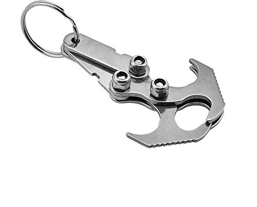 Asixx Gravity Hook, Multi-Function Grappling Hook, Stainless Steel Folding Climbing EDC Carabiner for Outdoor Activities like Camping, Wilderness Survival Training (S)