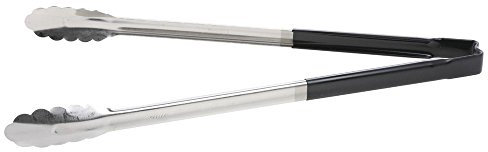 Vollrath Jacob's Pride Stainless Steel One-Piece Utility Tong with Black Kool-Touch Handle - 16L