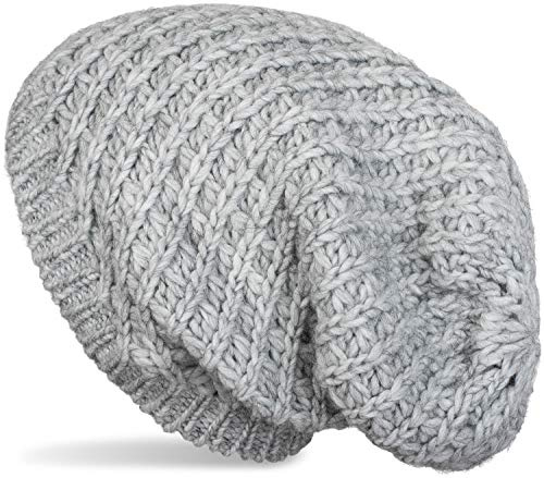 styleBREAKER Unisex Grobstrick Beanie Mütze Slouch Passform | Eng anliegend, elastische 17 cm Bundweite, 27 cm Gesamthöhe, wärmendes Winter-Gewebe, dehnbar für 45-58 cm Kopfumfang.