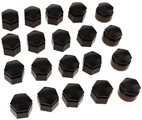 Juego de 20 tapas protectoras para tuercas de rueda de coche de 22 mm, color negro