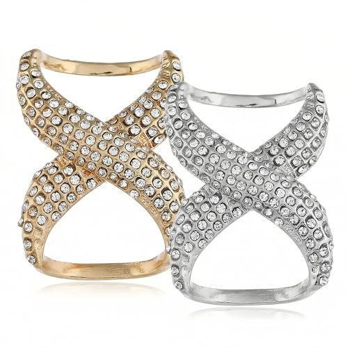 2 piezas (oro + plata) mujeres dama niñas Fashion Rhinestone Inlayed bufanda Anillo Hebilla Moderno Simple Joyería de seda bufanda broches de broche de ropa Wrap accesorio de decoración para camiseta