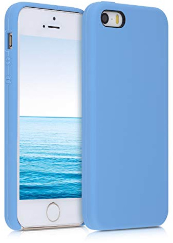 kwmobile Housse Compatible avec Apple iPhone SE (1.Gen 2016) / iPhone 5 / iPhone 5S Coque - Housse de téléphone Protection Souple en TPU Silicone - Bleu Vintage