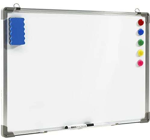 BAKAJI Pinnwand, magnetisch, abwischbar, rechteckige Form mit Aluminiumrahmen und Magneten, Dekoration zu Hause, modernes Design, Vintage-Wandmontage, 50 x 35 x,8 cm