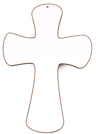 Holzkreuz Vintage Shabby Kreuz zum Aufhängen weiß Kruzifix Wandkreuz aus Holz zur Firmung Taufe Geburt 16 x 24 cm