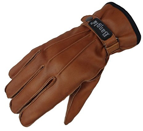 Bangla Herren Winter Leder Handschuhe Lederhandschuhe Braun mit Schnalle Neu XL
