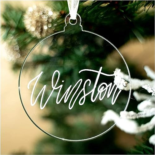 UNIQOOO 3 Clear Round Acrylic Christmas Ornament 2026, 4mm Extra Thick, DIY Bulk Blank Circle Bulb Xmas Bauble Tree Decorations, Stocking Name Tag, Holiday Tags, Momento, 18 Pack