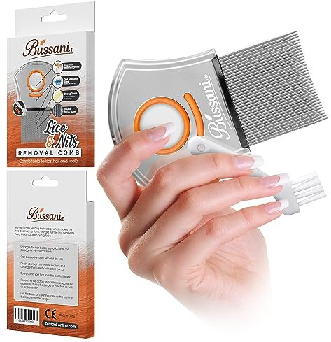 Stainless Steel Lice Comb for Kids, Adults & Pets – Bussani Nit Comb with Magnifier – Head Lice & Egg Removal – Rust-Free, Reusable, Gentle Fine-Tooth Design