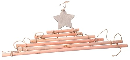 Warmhm Weihnachtsbaum Hängeleiter mit Stern aus Holz Selbstgemacht Baumleiter zum Hängen Wandaufhänger mit Seil Tannenbaum Wanddeko für Weihnachten Christbaumschmuck Weihnachtsdeko