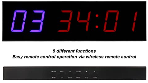 Fitness-Timer, Sport-Timer Mit Fernbedienung, 12/24-Stunden-Uhr, Stoppuhr, Countdown Und Intervall-Timer, 6-Bit-LED-Workout-Timer Für Trainer, Trainer, Sportteams(EU Plug)
