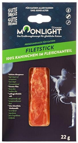 Moonlight Filet-Stick mit Kaninchen (1 x 22 g) – Getreidefreier Premium Katzensnack - 100 % Kaninchen im Fleischanteil – Weich, natürlich & extra lecker