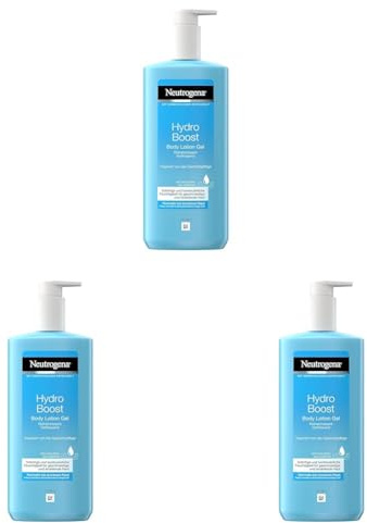 Neutrogena Hydro Boost Bodylotion Gel, ultraleichte Feuchtigkeitscreme mit Hyaluron, für normale bis trockene Haut, 400ml (Packung mit 3)