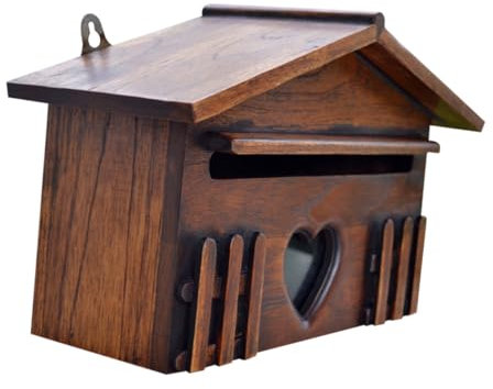 Homoyoyo Boîte Aux Lettres Bois Créative Forme De Maison Résistante Pluie Boîte à Suggestions Extérieure pour Maison Et Bureau Capacité Spacieuse Facile à Installer
