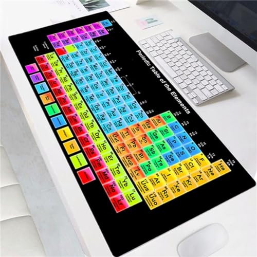 Gaming Mauspad,Mousepad XXL, Mauspad 600x300x3mm, Gamer Mouse Pad Tischunterlage Einer speziellen Oberfläche verbessert Geschwindigkeit und Präzision für Büro Zuhause Buntes Periodensystem