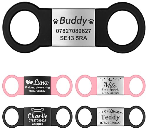 GISUREY Lautlose Hundemarke mit Gravur - Robuste Hundemarke Personalisiert mit Einzigartigem Design, Langlebige und Gut Lesbare Adressanhänger Hund für Hunde-/Katzenhalsbänder, BS-M