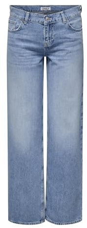 ONLY Jeans Femminili a Gamba Larga ONLBRENDA Vita Bassa Taglio Dritto Jeans, Denim Light Medium, (XL) W x 34L
