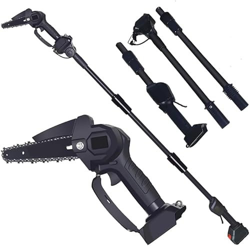 Mini Chainsaw Cordless,6 Inch Electric Chain Saw with 2 Batteries 21V Small Chain Saw Battery Powered Set with Detachable Telescopic Pole for High Tree Branches, Courtyard and Garden(Size:1.7M)