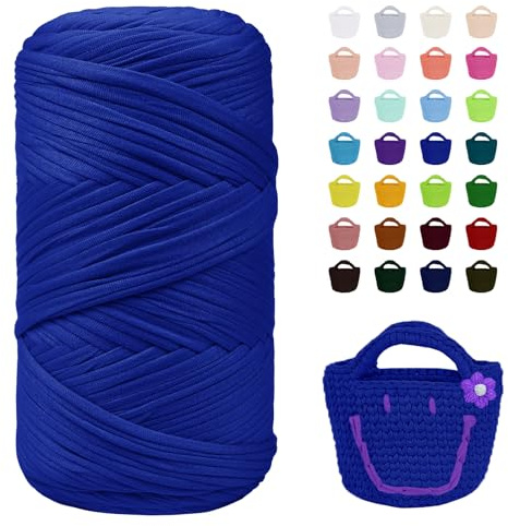 Uiopa T-Shirt Garn, 400g/120m Taschengarn zum Häkeln, Bändchengarn Häkeln Chunky T Shirt Yarn für Häkeltaschen, Körbe, Teppiche, Heimdekoration, DIY-Projekt