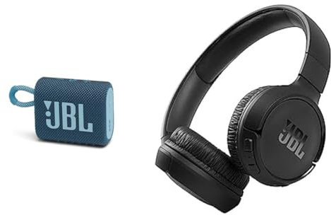 JBL GO 3 Speaker Bluetooth Portatile, Cassa Altoparlante Wireless con Design Compatto & Tune 510BT Cuffie On-Ear Wireless, Bluetooth 5.0, Pieghevole, Microfono Integrato