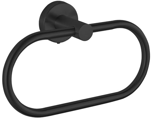 Towel Ring for Bathroom, Matte Black Towel Bar Hangers Wall Mount, Stainless Steel Hand Towel Holder, Modern Round Towel Hanger by Eolax