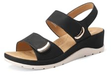 QUEEN HELENA Dam Ortopedisk Fotsula Stretch Sport Sandaler BZ395, Bz395 Svart, 37 EU