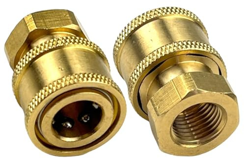 M&M Smartek Schnellkupplung Buchse 1/4 auf 1/4 IG | Messing-Hochdruckadapter für Schnellwechselsysteme, Lanzen, Pistolen, Schläuche und Zubehör