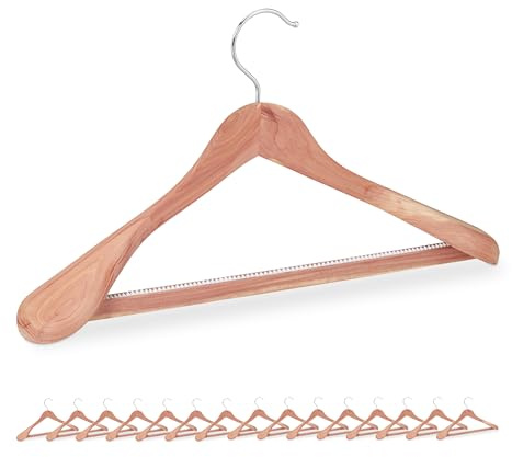 Relaxdays Kleiderbügel Anzug, 16er Set, Zedernholz, Mottenschutz für Kleiderschrank, Hosensteg, breite Anzugbügel, Natur | Mottenschutz für Kleiderschrank, Hosensteg, breite Anzugbügel