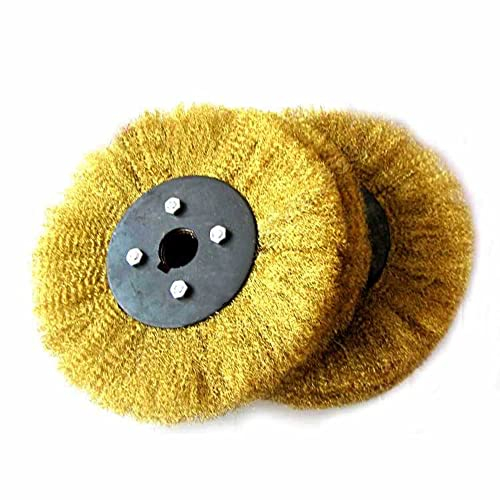 200 * 25mm, 2 Stück Set Drahtbürste Bohrer Set, Messing beschichtet gewellte Topfbürste, für Rostentfernung, Entgraten, Polieren & Farbentfernung für Bohrer