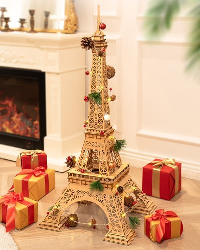 Rolife 3D Puzzle Eiffelturm Plus Holzmodellbausätze zum Bauen für Erwachsene Besondere Weihnachtsbaum Kreatives Geschenk für Erwachsene und Kinder