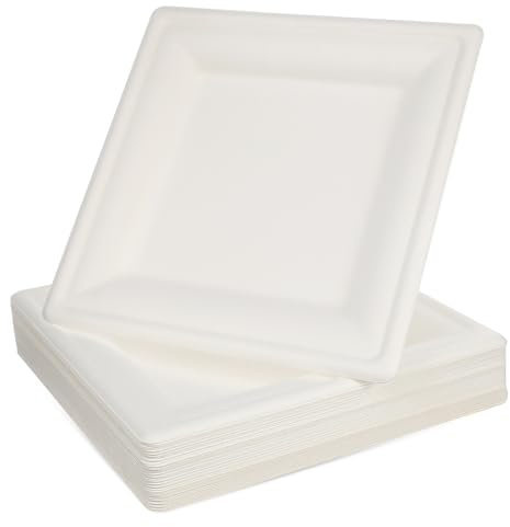 Cabilock 50piezas Platos Blancos Platos Desechables Para Fiestas y Comidas Espacio Para Postres y Principales