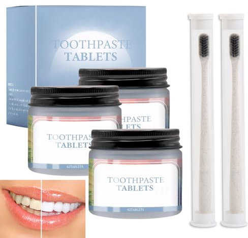 3 Boxes Chewable Toothpaste Tablets, NOB Toothpaste Tablets, Natural Paste Tabs,Clean Effectively Strengthen Teeth Fluoride-Free Environmentally Friendly and Travel-Friendly