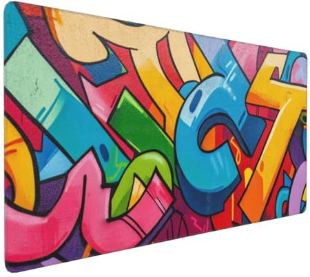 Gaming Mauspad XXL Graffiti Mousepad 800x400x4mm Farbe Verlängertes Mauspad Schreibtischauflage,Genähte Kanten Mauspad,Verbessert Präzision und Geschwindigkeit Wasserdicht Geeignet für Büro und Spiele