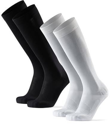 DANISH ENDURANCE Calcetines de Compresión, 1 y 2 Pack MC (1xNegro,1xBlanco) 48-51