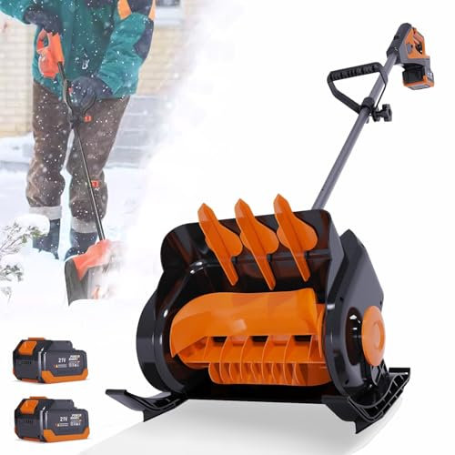 Spazzaneve Senza Fili Per Rimuovere La Neve Da 16×6'', Spazzaneve Alimentato A Batteria, Pala Elettrica Portatile Con Manico Regolabile, Direzione Di Lancio Regolabile, Controllo A 3 Velocità
