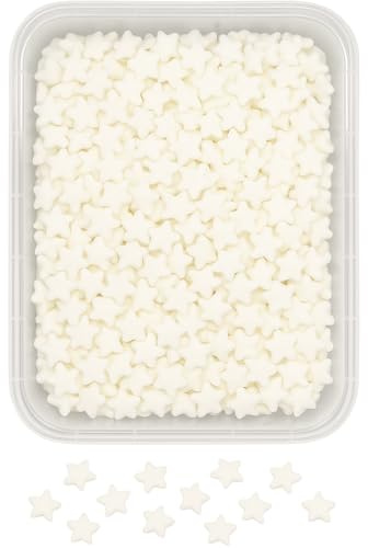 Sprinkles Stelline Bianche di Zucchero 60g – Decorazioni per Dolci, Torte, Cupcake e Biscotti – Topping per Cake Design e Pasticceria (Stelline Bianche)