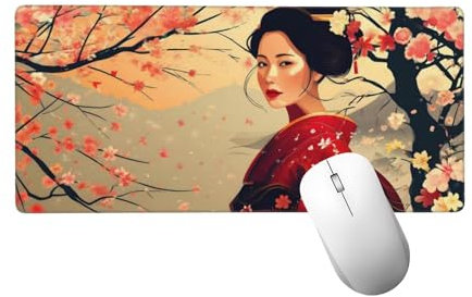 Tapis de Souris de Jeu, Japon Tapis de Souris XXL 90 x 30 cm, sous Main Bureau Gaming Grand, Mouse Pad Femme Accessoires Bureau, Base en Caoutchouc Antidérapante, pour Gamer, Ordinateur, PC H-982