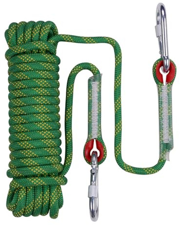 EGTink - Cuerda de escalada, cuerda de seguridad exterior de 10 mm, cuerda de escalada con 2 mosquetones, cuerda de nailon para camping alpinismo y senderismo