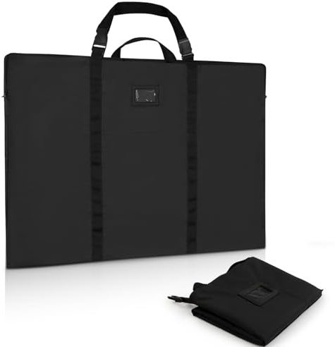 GNEGNI LIFE Cartera de artista A1, 61 x 91,4 cm, carpeta de dibujo con hombro y asa, resistente al agua, para obras de arte, bocetos, dibujos, pinturas, pósteres, fotografías, etc, Negro , Riñonera