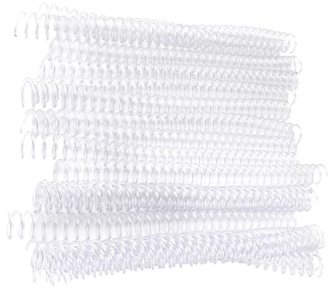 Grcfumo 20 Stück 30-Loch-Binderinge aus Kunststoff, Spiralbinderinge aus Kunststoff, robuste Federbinderinge für Schule und Büro (19mm*30 holes transparent 20 strips)