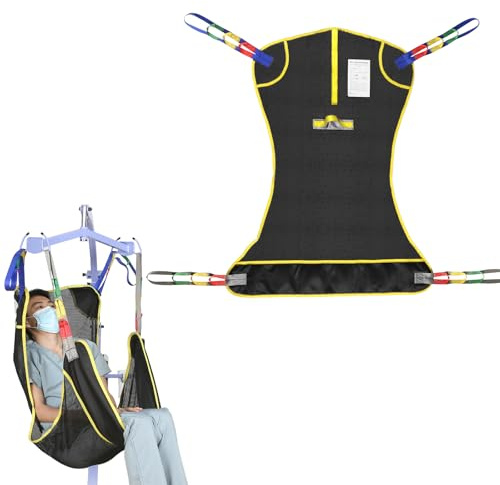 Universal Full Body Hoist Sling for Patient Lift – Mesh Transfer Sling for Shower, Large Bariatric Hoist Sling for Elderly & Disabled, 500lbs Weight Capacity (M-Black)