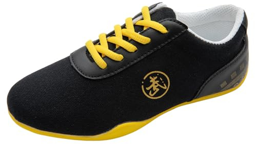 JiuQing Tai Chi-skor Herr Dam Barn Kampsport Kung Fu-skor Barfota Canvas För Taekwondo-gång,Black,44 EU