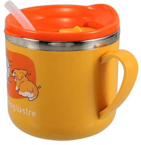 Vaso Acero Inoxidable para Niños con Pajita y Tapa Aislante Doble Capa – Mantiene Leche Caliente Más Tiempo & Medición Precisa para Control de Ingesta – para Bebés, Niños Pequeños y Entrenamiento